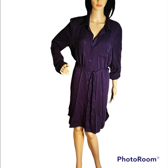 JustFab Dresses & Skirts - Beautiful Dark Indigo Blue Shirt Dress